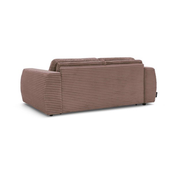 Canapea roz pentru dormitul zilnic/extensibilă cu tapițerie din catifea reiată  240 cm Hugo – Bobochic Paris-image-4