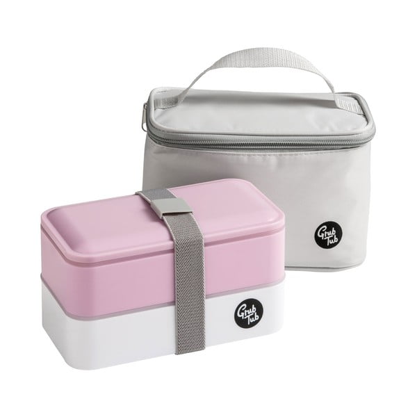 Set husă frigorifică și cutie pentru gustări Premier Housewares Grub Tub, 21 x 13 cm, roz