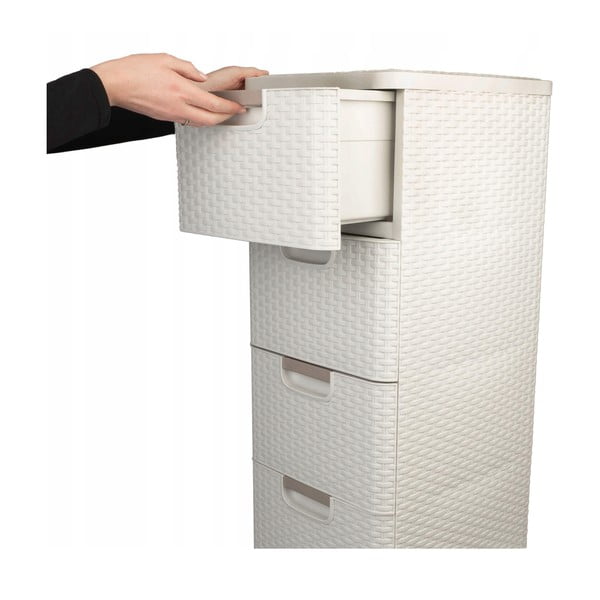 Dulap de baie crem înalt din plastic 33x79 cm Rattan – Curver-image-1