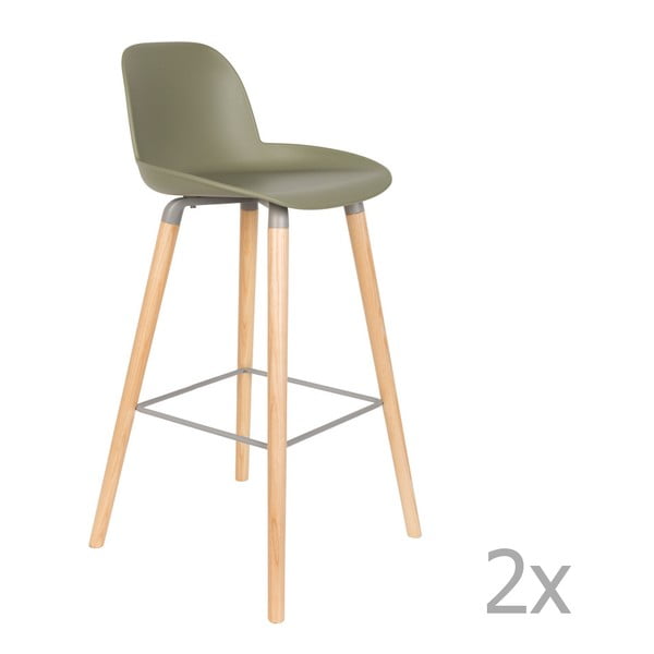 Set 2 scaune bar Zuiver Albert Kuip, înălțime scaun 75 cm, verde