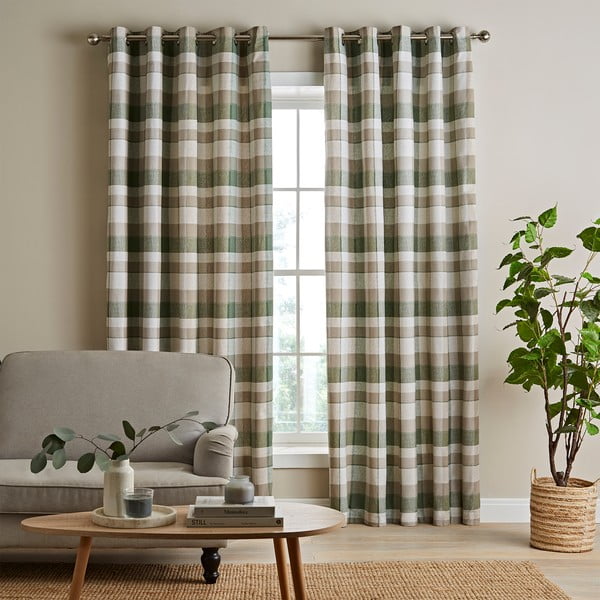 Draperii verzi-bej 2 buc. 168x183 cm – Catherine Lansfield-image-1