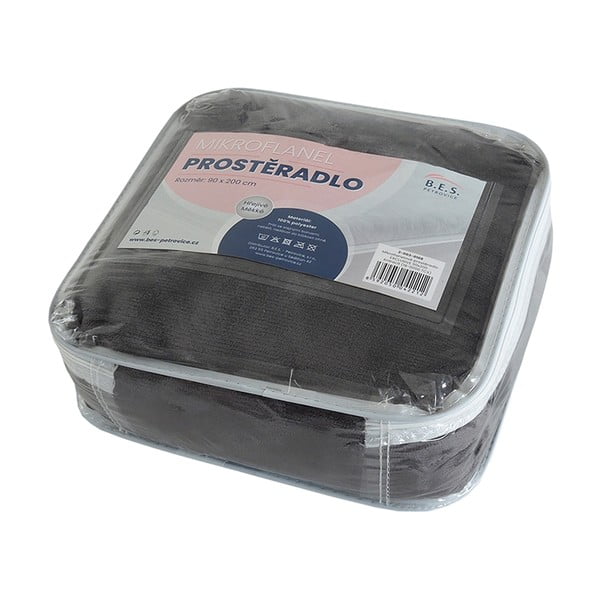 Cearceaf gri închis din microflanel 180x200 cm Exclusive – B.E.S.-image-1