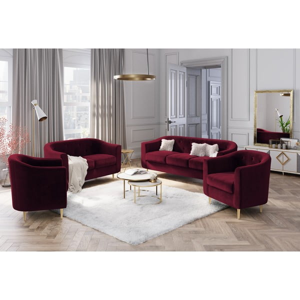 Fotoliu cu tapițerie din catifea Kooko Home Corde, roșu-image-1