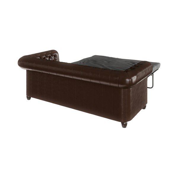 Canapea maro închis extensibilă cu tapițerie din imitație de piele 203 cm York – Ropez-image-4