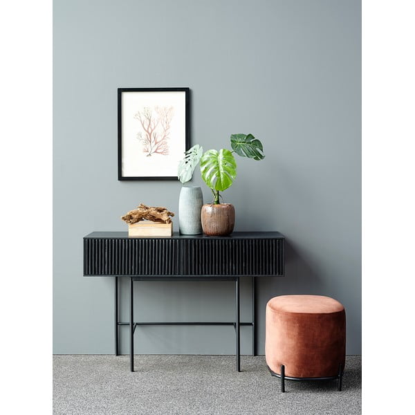 Masă tip consolă din lemn de stejar și picioare metalice Canett Oxford, lungime 120 cm-image-3