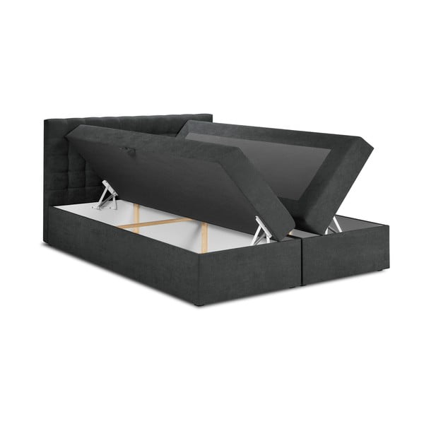 Pat boxspring 180x200 cm gri închis cu spațiu de depozitare Jade – Mazzini Beds-image-3