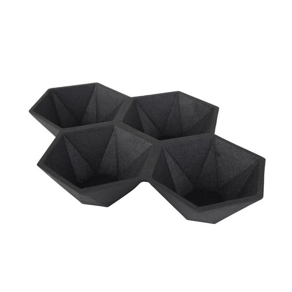 Tavă cu 4 compartimente Zuiver Hexagon, negru