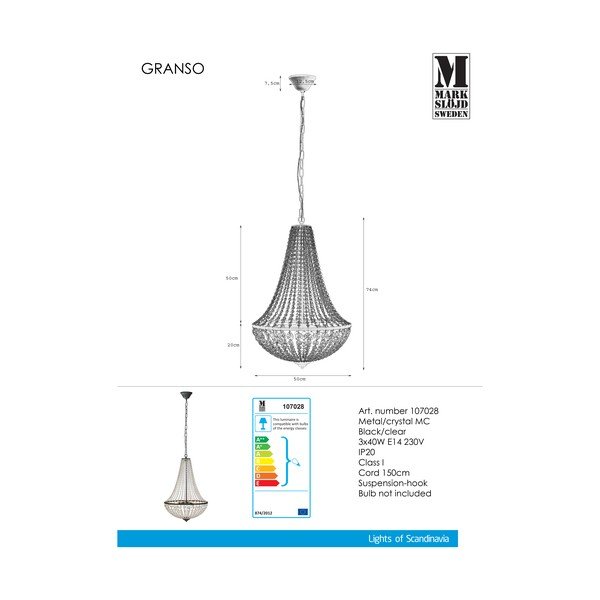 Lustră Markslöjd Granso, ⌀ 50 cm, negru-image-2