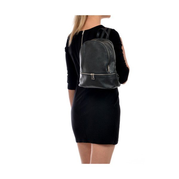 Rucsac din piele cu fermoar Anna Luchini, negru-image-2