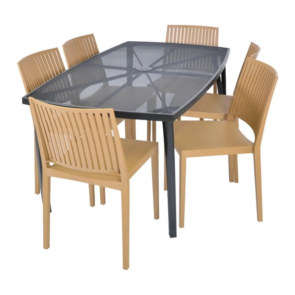 Scaun de grădină maro din plastic Bars - Rojaplast-image-1