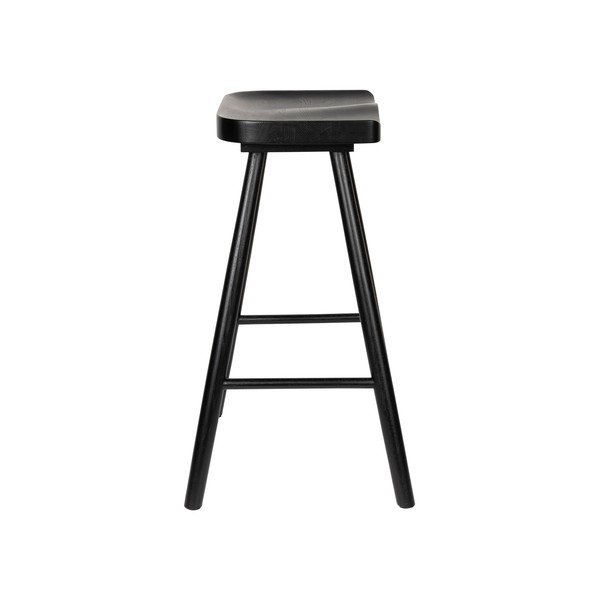 Scaun de bar negru din lemn de stejar (înălțime șezut 65,5 cm) Vander – White Label-image-3