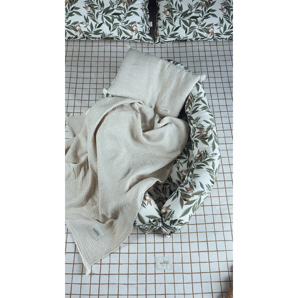 Set de pătură și pernă pentru copii crem din muselină 100x130 cm Muslin Linen – Malomi Kids-image-1