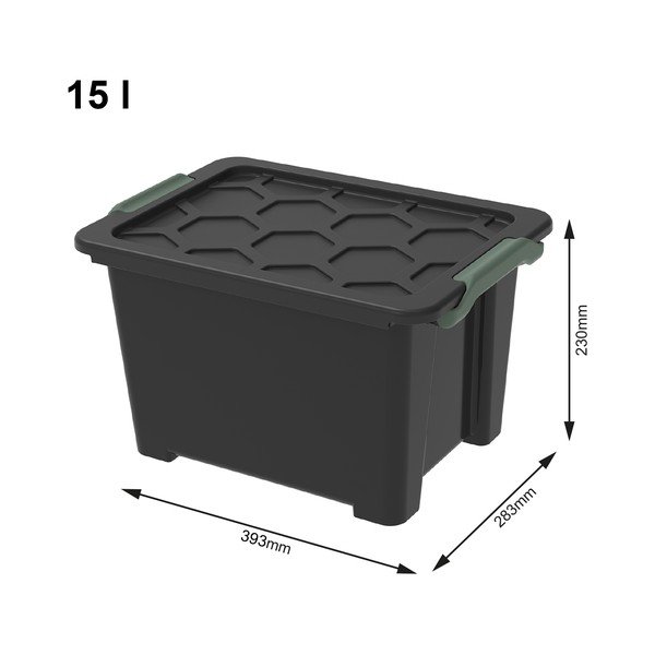 Cutie de depozitare negru lucios  din plastic cu capac Evo  Safe - Rotho-image-1