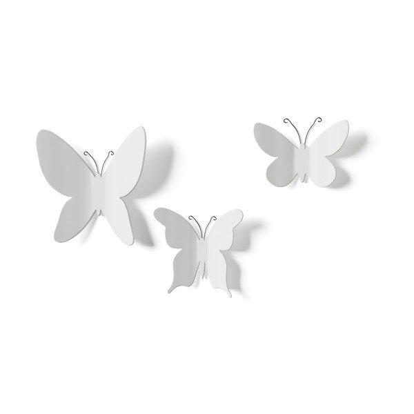 Set 9 decorațiuni 3D de perete Umbra Butterflies, alb-image-3