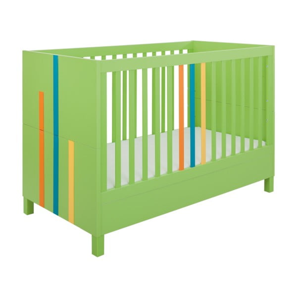 Pat cu laturi și grilaj detașabile, pentru copii Vox Hometown, 140 x 70 cm, verde