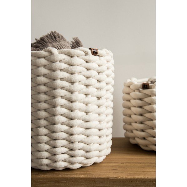 Coș de depozitare din material textil ø 25x25 cm Peach Skin Round M – Bigso-image-2