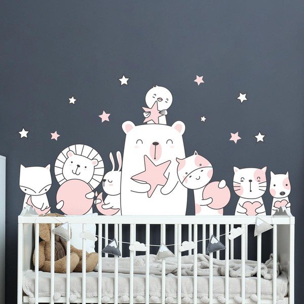 Autocolant de perete pentru copii Ambiance Star Guardian Animals, 90 x 60 cm-image-1