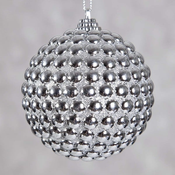 Set 6 decorațiuni din plastic pentru Crăciun DecoKing Shine, argintiu