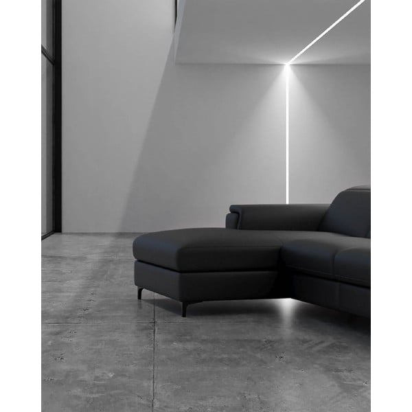 Colțar gri închis cu tapițerie din piele (colț pe  partea stângă ) Brito – MESONICA-image-3