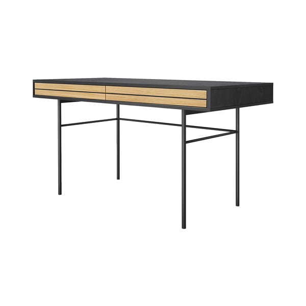 Birou Woodman Stripe, 130 x 60 cm, negru-image-2