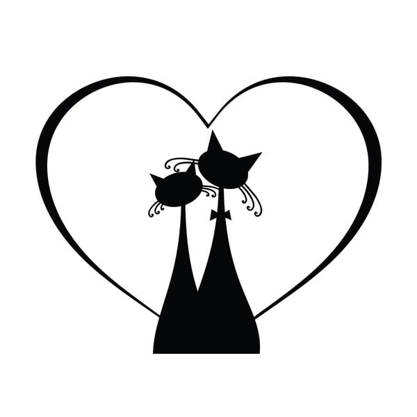 Autocolant pentru întrerupător Ambiance Cat Couple, negru-image-2