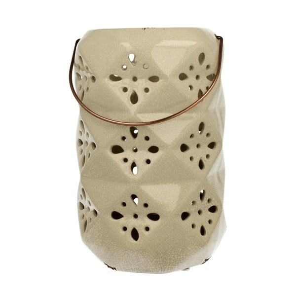 Felinar din ceramică Duo Gift Light, înălțime 26 cm, crem