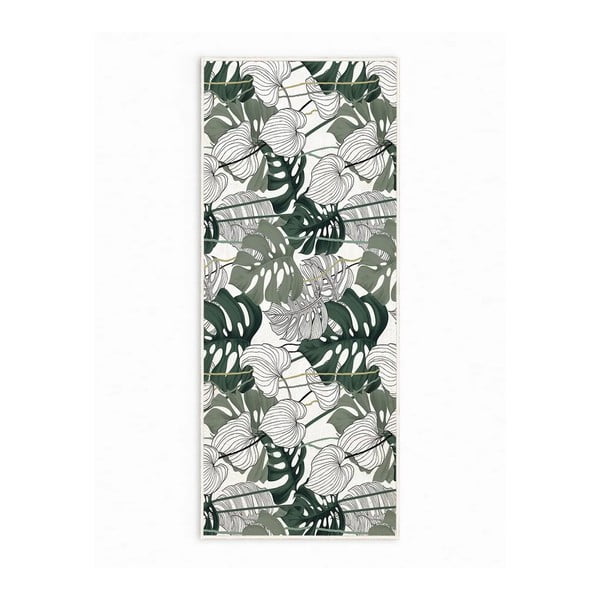 Covor tip traversă alb/verde lavabil 80x200 cm Monstera – Oyo Concept
