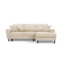 Colțar extensibil cu tapițerie reiată și șezlong pe partea dreaptă Micadoni Home Moghan, bej