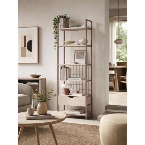 Bibliotecă teracotă din oțel 60x179,5x40 cm Amara – Marckeric-image-1