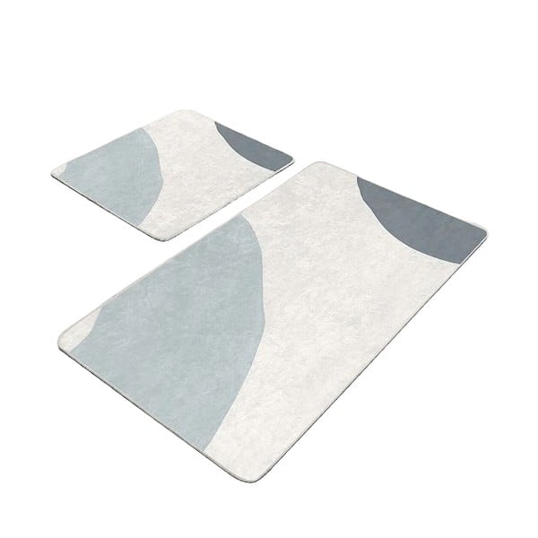 Covorașe de baie gri/crem 2 buc. din catifea 60x100 cm Abstract Shapes – Mila Home