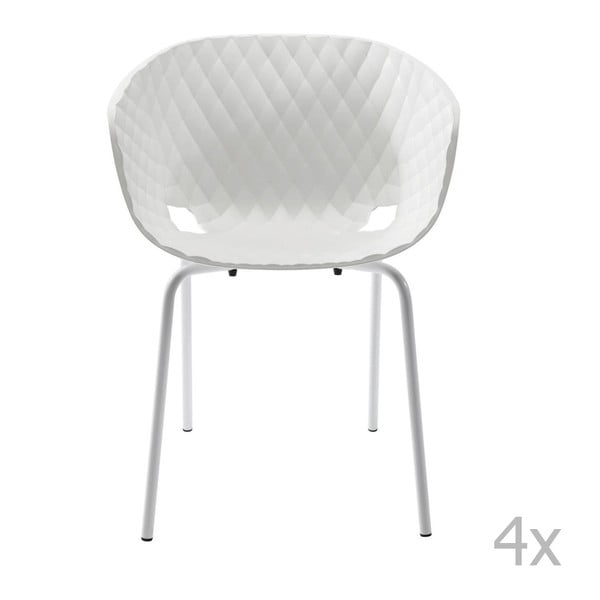 Set 4 scaune cu picioare din lemn de fag Kare Design Radar Bubble, alb