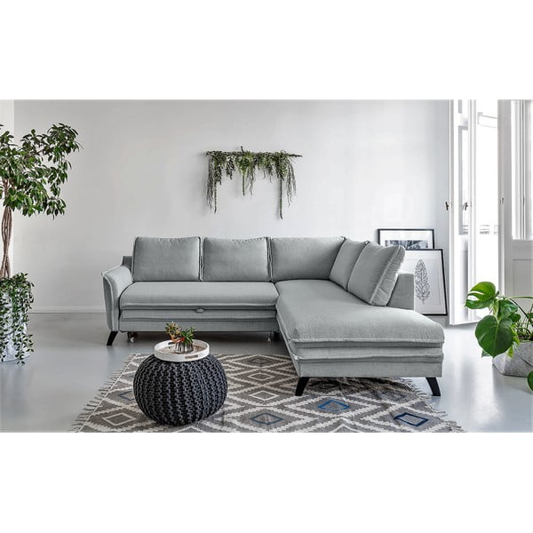 Colțar extensibil cu șezlong pe partea dreaptă Miuform Charming Charlie L, gri deschis-image-1