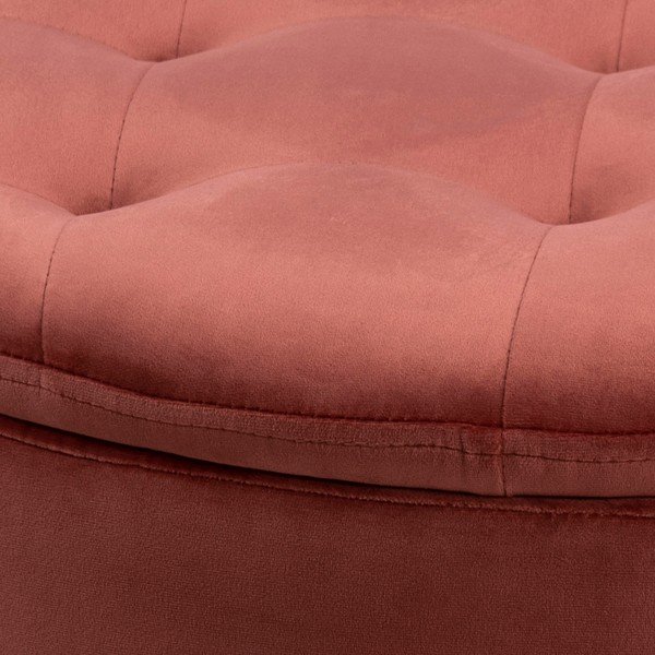 Puf cu husă din catifea Actona Retina, ⌀ 60 cm, roz coral-image-2