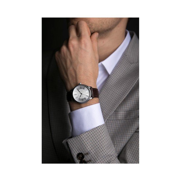 Ceas bărbătesc cu curea din piele naturală Walter Bach Marrio, maro-image-3