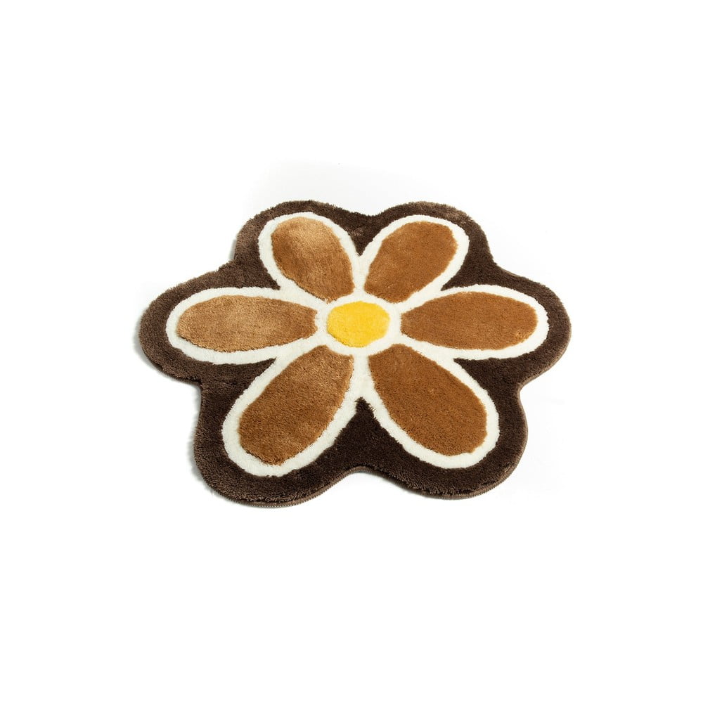 Covoraș de baie maro ø 90 cm Flower – Foutastic
