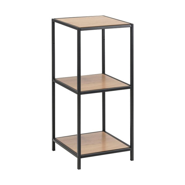 Bibliotecă neagră/în culoare naturală cu aspect de lemn de stejar 37x83 cm Seaford – Actona-image-2