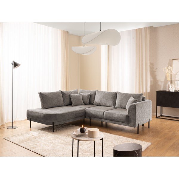 Colțar taupe cu tapițerie din chenille (cu colț pe partea stângă/în formă de ”L”) Mauris  – Ropez-image-1