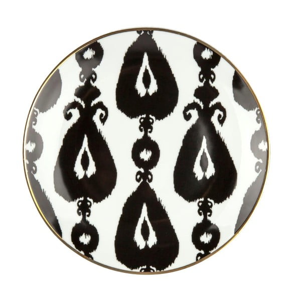 Farfurie din porțelan Vivas Ikat, Ø 23 cm, negru - alb