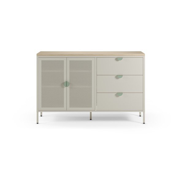 Comodă crem/în culoare naturală din metal 140x90x40 cm Sayla – Marckeric