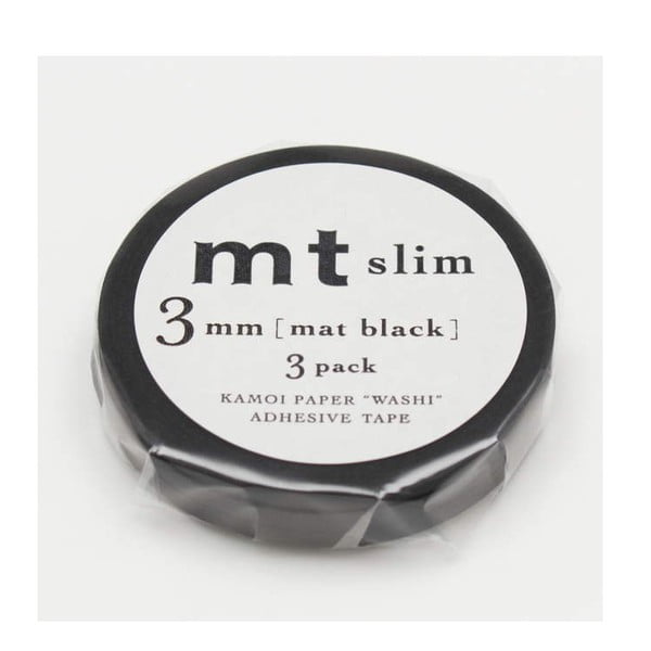 Set 3 benzi adezive Washi Tape MT Masking Tape Matte, negru