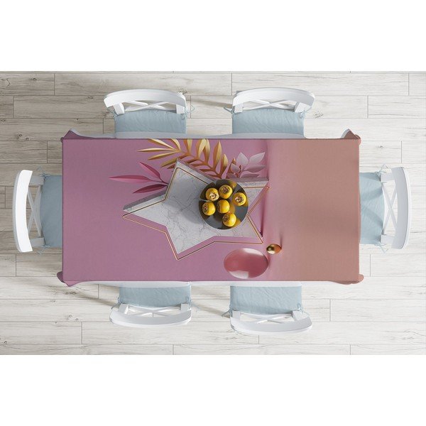 Față de masă din amestec de bumbac Minimalist Cushion Covers Pink Star, 140 x 180 cm-image-1