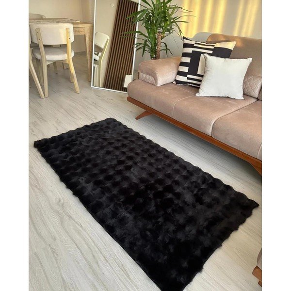 Covor negru lavabil 150x230 cm Bubble Black – Mila Home-image-1