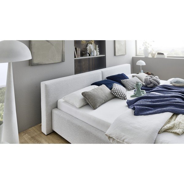 Pat matrimonial gri tapițat cu spațiu de depozitare cu somieră 200x240 cm Cube – Meise Möbel-image-2