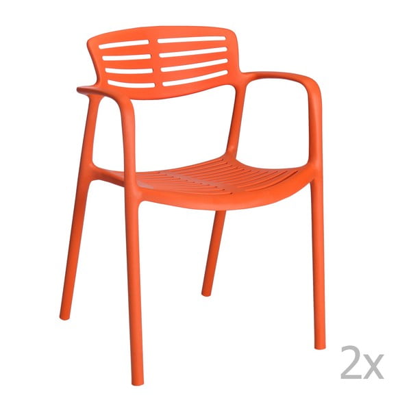 Set 2 scaune grădină, cu cotiere, Resol Toledo Aire, portocaliu 