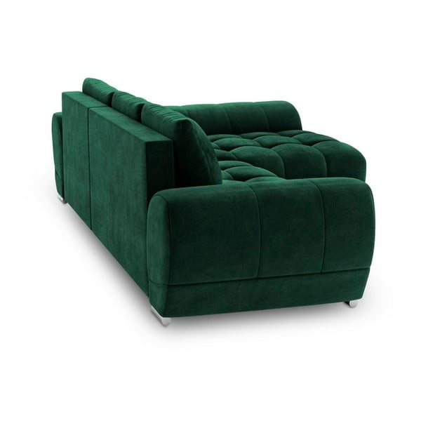 Colțar extensibil cu tapițerie de catifea și șezlong pe partea dreaptă Windsor & Co Sofas Nuage, verde smarald-image-3