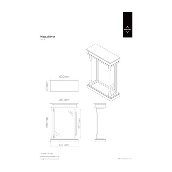 Oglindă de perete 50x70 cm Tribeca – Premier Housewares-image-2