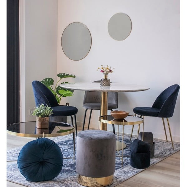 Masă de dining rotundă cu blat cu aspect de marmură ø 110 cm Bolzano – House Nordic-image-1