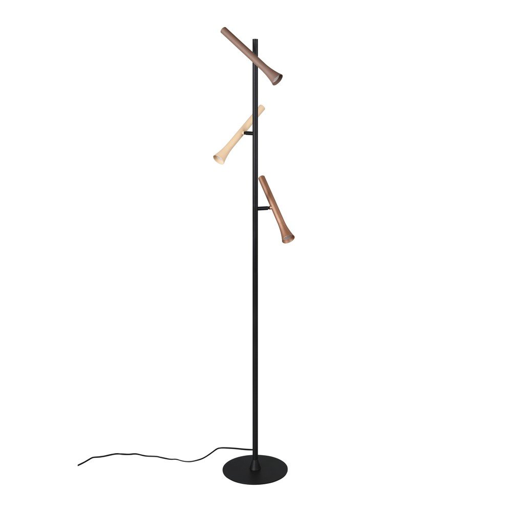 Lampadar negru LED cu abajur din metal (înălțime 150 cm) Fiato – Trio