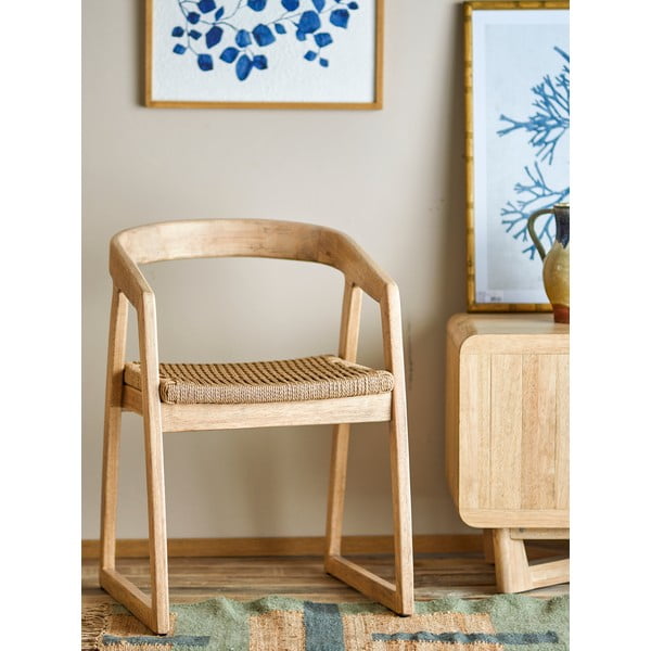 Scaun de dining în culoare naturală din lemn de arbore de cauciuc Serrone – Bloomingville-image-1