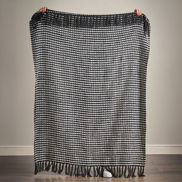 Pătură neagră 125x150 cm Stab Stitch – Catherine Lansfield-image-3
